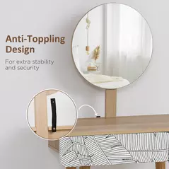 HOMCOM Dressing Table with Drawer and Mirror height adjustable Wooden Oak Color  Bedroom Dressing Room Elegant and Durable - 6
