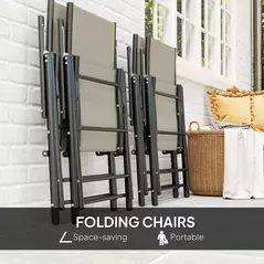 Outsunny Five-Piece Steel Frame Patio Set - Khaki/Black - 4