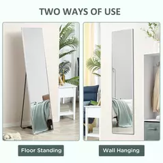 HOMCOM Full Length Mirror Wall-Mounted, 160 x 40 cm Freestanding Rectangle Dressing Mirror for Bedroom, Living Room, Silver Frame - 5