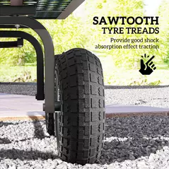 Outsunny Set of 4 Pneumatic Wheels, 10" Wheelbarrow Wheels Replacement for Barn Carts, Hose Carts, Garden Carts, Sack Trucks, Black - 4