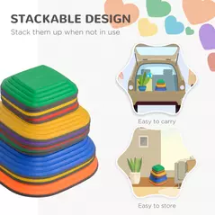 AIYAPLAY Balance Stepping Stones for Kids, 11-Piece Non-Slip Stackable River Stones, Obstacle Courses for Balance and Motor Skill - 5