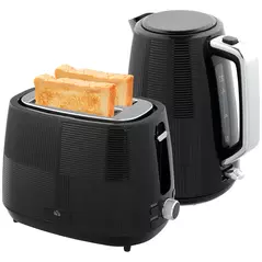 HOMCOM Kettle and Toaster Set, 1.7L 3000W Fast Boil Kettle & 2 Slice Toaster Kitchen Set with 7 Level Browning Controls, Defrost, Reheat, Boil-dry Protection, Black - 1