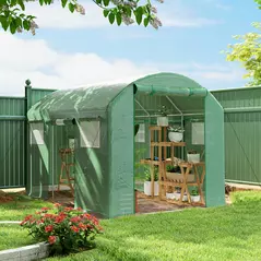 Outsunny 9.8 x 6.6ft Walk-In Polytunnel Greenhouse - Green - 2