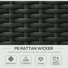 Outsunny 5PC PE Rattan Sun Lounger, Outdoor Wicker 5-level Adjustable Recliner Sofa Bed with Storage Side Table and Footstools, for Patio, Garden, Poolside, Black - 4