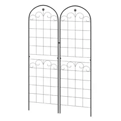 Outsunny Metal Trellis Set of 2, Garden Trellis for Climbing Plants Support Frames, Floral Design - 1