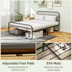 HOMCOM King Size Steel Industrial Bed Frame - Black - 6