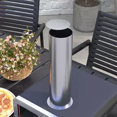 Outsunny Portable Wood Pellet Pizza Oven with 12" / 30cm Rotating Pizza Stone, Peel and Cover, Wood Fired Pizza Maker with Thermometer for Outdoor Garden Cooking - 9