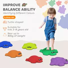 AIYAPLAY 6-Piece Balance Stepping Stones with Non-Slip Edge, Indoor Outdoor Obstacle Courses for Ages 3-8 Years, Multicoloured - 4