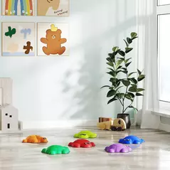 AIYAPLAY 6-Piece Balance Stepping Stones with Non-Slip Edge, Indoor Outdoor Obstacle Courses for Ages 3-8 Years, Multicoloured - 9