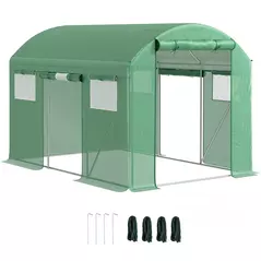 Outsunny 9.8 x 6.6ft Walk-In Polytunnel Greenhouse - Green - 1