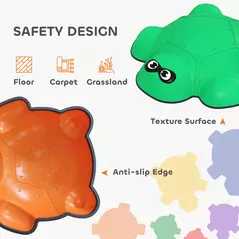 AIYAPLAY 6-Piece Balance Stepping Stones with Non-Slip Edge, Indoor Outdoor Obstacle Courses for Ages 3-8 Years, Multicoloured - 6