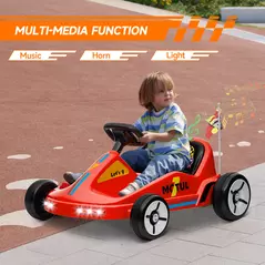 AIYAPLAY 6V Electric Go Kart for Kids with Music, Light, Horn, for 3-5 Years, Red - 5