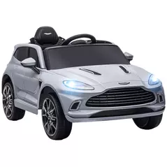 AIYAPLAY Aston Martin DBX Licensed Battery Powered Kids Electric Car, 12V Kids Ride on Car w/ Lights, Music Horn, Grey - 1