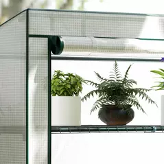 Outsunny Four-Tier Mini Greenhouse - Green/White - 9