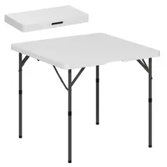 Outsunny 34/74cm Folding Camping Table, with Handle - White - 1