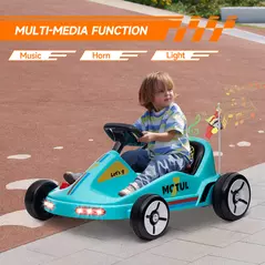 AIYAPLAY 6V Electric Go Kart for Kids with Music, Light, Horn, for 3-5 Years, Blue - 5