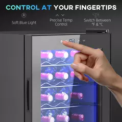 HOMCOM 20 Bottle 5-18℃ Countertop Wine Fridge - Black - 7