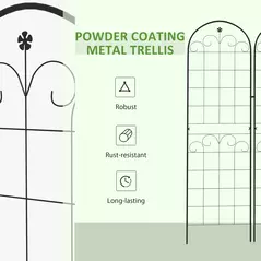 Outsunny Metal Trellis Set of 2, Garden Trellis for Climbing Plants Support Frames, Floral Design - 6