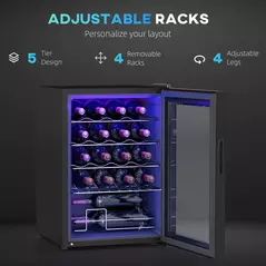 HOMCOM 20 Bottle 5-18℃ Countertop Wine Fridge - Black - 6