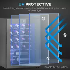 HOMCOM 20 Bottle 5-18℃ Countertop Wine Fridge - Black - 8