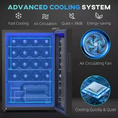 HOMCOM 20 Bottle 5-18℃ Countertop Wine Fridge - Black - 4