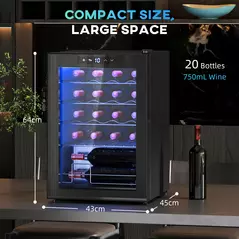 HOMCOM 20 Bottle 5-18℃ Countertop Wine Fridge - Black - 3