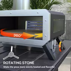 Outsunny Portable Wood Pellet Pizza Oven with 12" / 30cm Rotating Pizza Stone, Peel and Cover, Wood Fired Pizza Maker with Thermometer for Outdoor Garden Cooking - 5