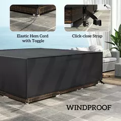 Outsunny Large Patio Garden Furniture Set Cover 600D Oxford Square Waterproof, 230 x 230 x 70 cm, Black - 5