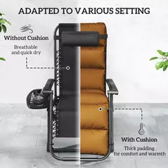 Outsunny Set of Two Reclining Sun Loungers, with Cushion - Brown - 5