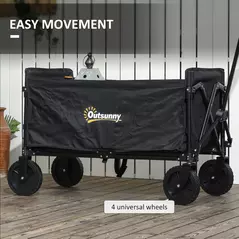 Outsunny 120L Festival Trolley on Wheels, Folding & Compact Camping Trolley Cart with Adjustable Handle for Garden, Beach, Fishing, Black - 7