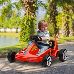 AIYAPLAY 6V Electric Go Kart for Kids with Music, Light, Horn, for 3-5 Years, Red - 2