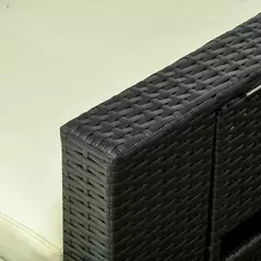 Outsunny 5PC PE Rattan Sun Lounger, Outdoor Wicker 5-level Adjustable Recliner Sofa Bed with Storage Side Table and Footstools, for Patio, Garden, Poolside, Black - 9