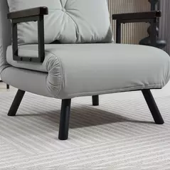 HOMCOM 4-in-1 Velvet-Feel Single Chair Bed, with Pillow - Light Grey - 8