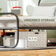 HOMCOM King Size Steel Industrial Bed Frame - Black - 5