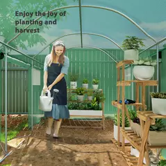 Outsunny 9.8 x 6.6ft Walk-In Polytunnel Greenhouse - Green - 9
