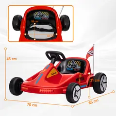 AIYAPLAY 6V Electric Go Kart for Kids with Music, Light, Horn, for 3-5 Years, Red - 3