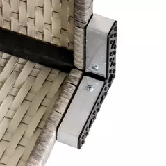 Outsunny Square PE Wicker Rattan Table, with Glass Top - Light Grey - 8