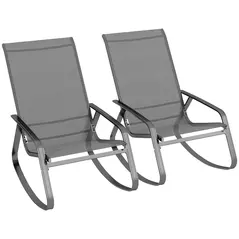 Outsunny Set of Two Rocking Garden Chairs - Grey - 1