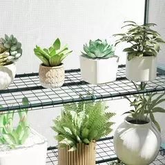 Outsunny Four-Tier Mini Greenhouse - Green/White - 8