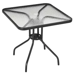 Outsunny Square Garden Dining Table with Tempered Glass Top & Umbrella Hole, 76 x 76 cm - 1