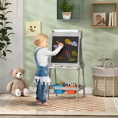 AIYAPLAY Art Easel for Kids with Paper Roll, Double-Sided Painting Easel with Chalkboard, Whiteboard - 2