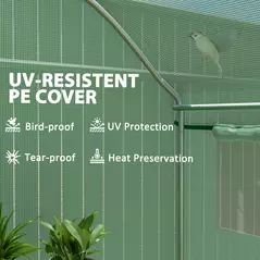 Outsunny 9.8 x 6.6ft Walk-In Polytunnel Greenhouse - Green - 6
