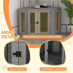 PawHut 2 in 1 Dog Crate Furniture Side Table, with Cushion, 104 x 55 x 63cm - Grey - 6