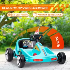 AIYAPLAY 6V Electric Go Kart for Kids with Music, Light, Horn, for 3-5 Years, Blue - 4
