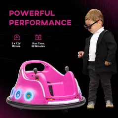 AIYAPLAY Angry Bird Licensed Waltzer Car, 12V Kids Bumper Car w/ Joysticks, Remote, Music LED Lights, Pink - 8