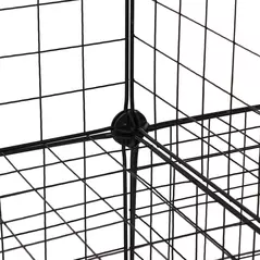 HOMCOM DIY 6 Cube Metal Wire Rack Interlocking Storage Cabinet Living Room Organiser Display Shelves Black - 6