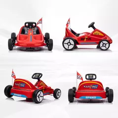AIYAPLAY 6V Electric Go Kart for Kids with Music, Light, Horn, for 3-5 Years, Red - 8