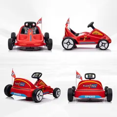 AIYAPLAY 6V Electric Go Kart for Kids with Music, Light, Horn, for 3-5 Years, Red - 8