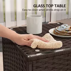 Outsunny Three-Piece Rocking Chair Rattan Bistro Set - Brown - 7