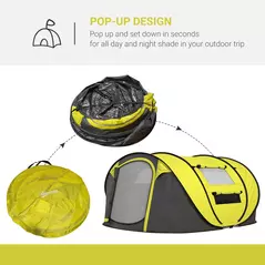 Outsunny 4 Person Pop-up Camping Tent Family Tent with Ground Sheet, 4 Windows and Portable Carry Bag for Beach Outdoor Trip, Yellow - 4